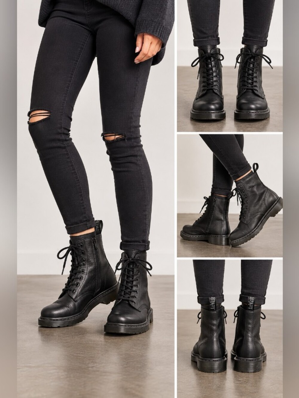 Dr. Martens 1460 Pascal Mono J Black Leather Boots Women's Size 5